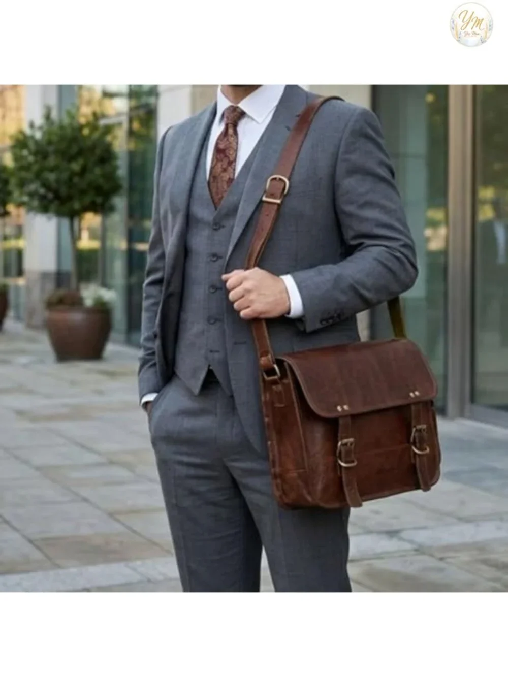 Genuine Leather Messenger Bag Vintage Crossbody Satchel for Men Women